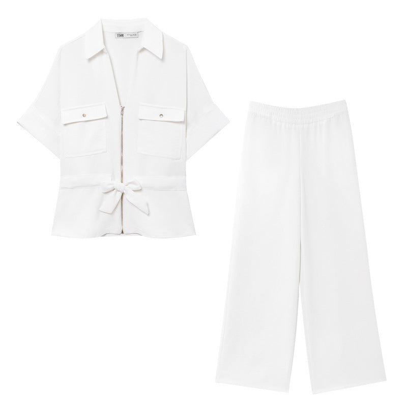 Spring And Summer Travel Hunting Shirt Crepe Wide Leg Pants