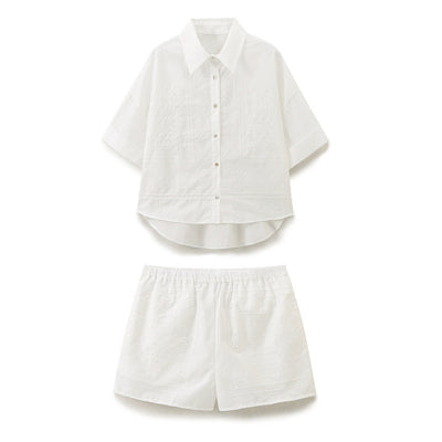 Embroidered Polyester Shorts Silk Shirt