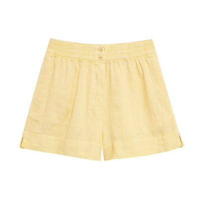Long Linen Sleeves V-neck Shirt Mid-waist Shorts