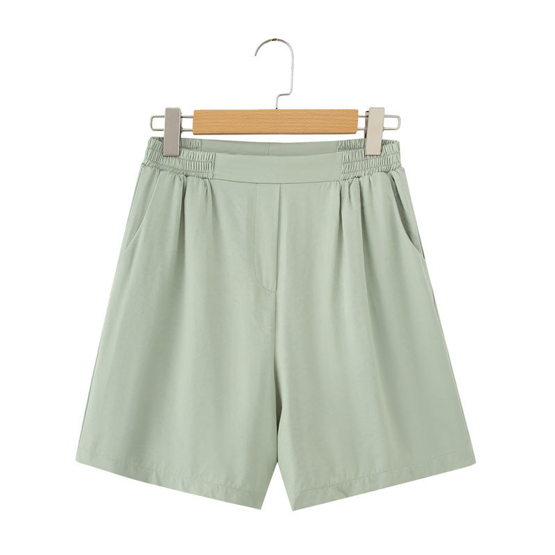 French Lapel Short Sleeve Shirt Outfit Loose Shorts Two-piece Set