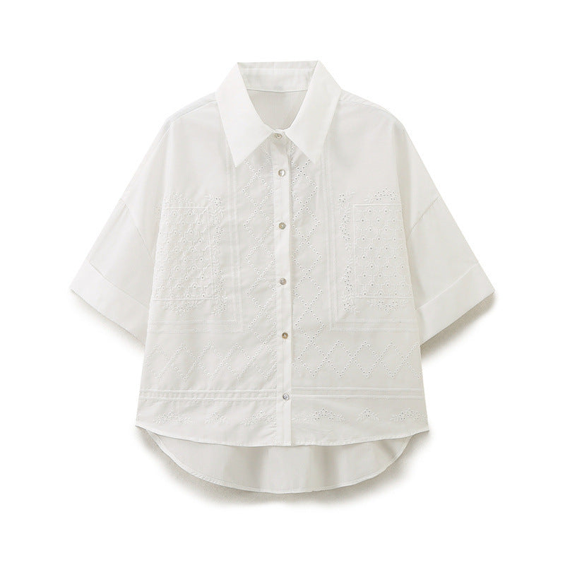 Embroidered Polyester Shorts Silk Shirt