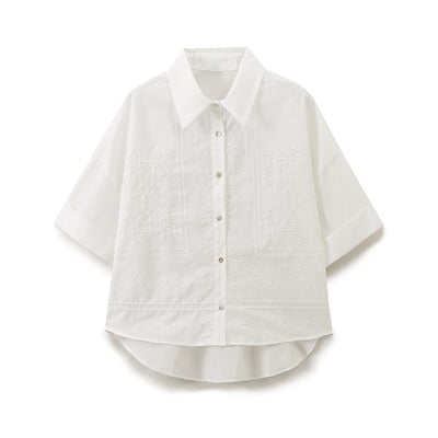 Embroidered Polyester Shorts Silk Shirt