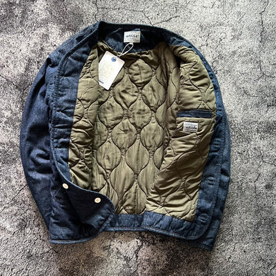 Collarless Denim Cotton-padded Coat Loose