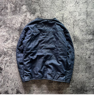 Collarless Denim Cotton-padded Coat Loose