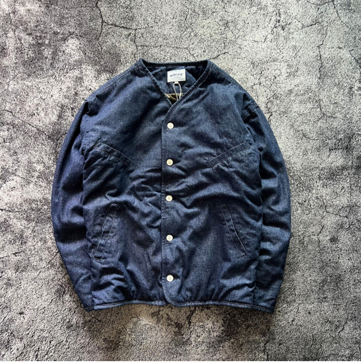 Collarless Denim Cotton-padded Coat Loose