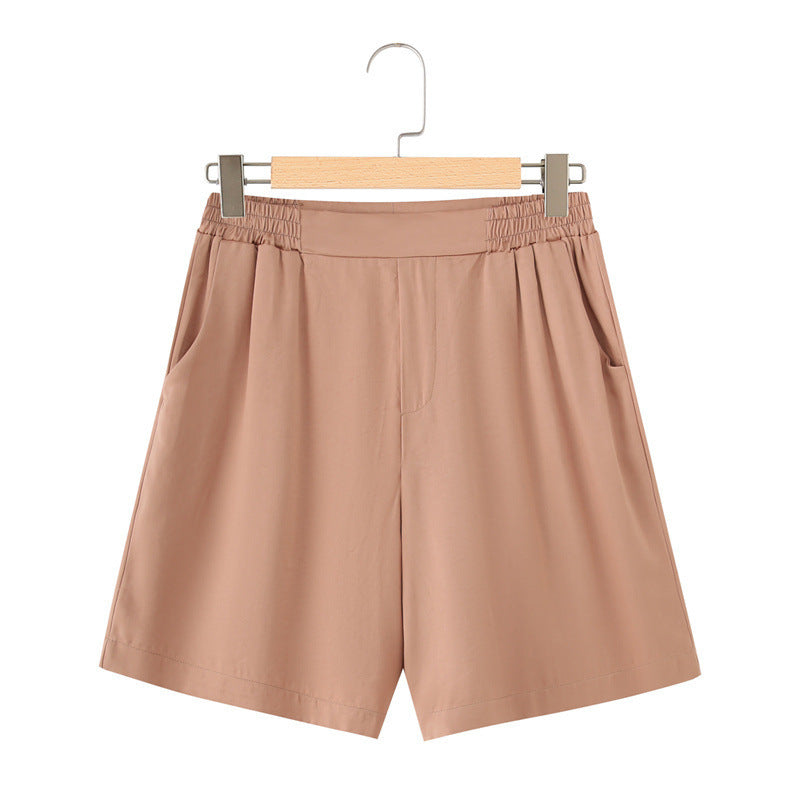 French Lapel Short Sleeve Shirt Outfit Loose Shorts Two-piece Set