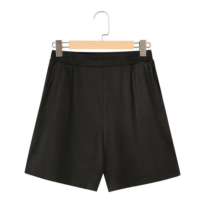 French Lapel Short Sleeve Shirt Outfit Loose Shorts Two-piece Set